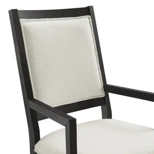 Versailles Contemporary Arm Chair with Boucle White Fabric in Black