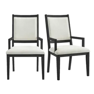 Versailles Contemporary Arm Chair with Boucle White Fabric in Black
