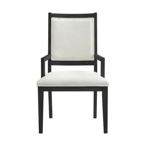 Versailles Contemporary Arm Chair with Boucle White Fabric in Black