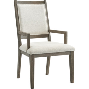 Versailles Contemporary Dining Arm Chair With Boucle White in Grey