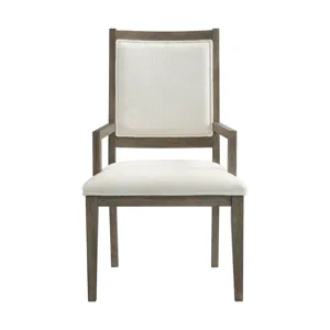 Versailles Contemporary Dining Arm Chair With Boucle White in Grey