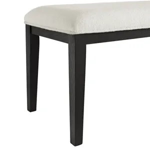 Versailles Contemporary Dining Bench with Boucle White Fabric in Black