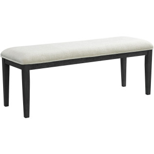 Versailles Contemporary Dining Bench with Boucle White Fabric in Black