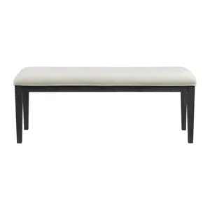 Versailles Contemporary Dining Bench with Boucle White Fabric in Black