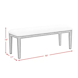 Versailles Contemporary Dining Bench with Boucle White Fabric in Black