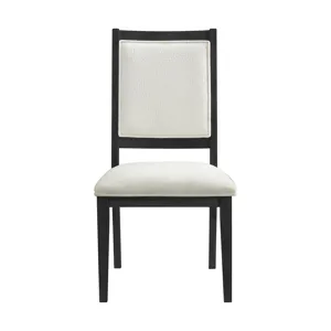 Versailles Contemporary Square Back Dining Chair with Boucle White Fabric in Black