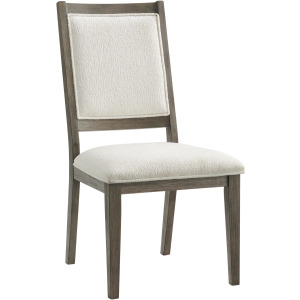 Versailles Contemporary Square Back Dining Chair With Boucle White in Grey