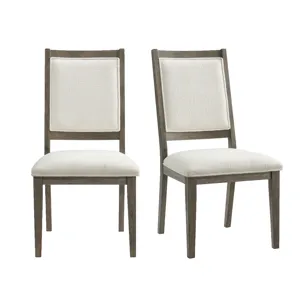 Versailles Contemporary Square Back Dining Chair With Boucle White in Grey