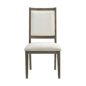Versailles Contemporary Square Back Dining Chair With Boucle White in Grey