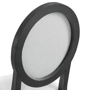 Versailles Contemporary Round Back Dining Chair with Boucle White Fabric in Black