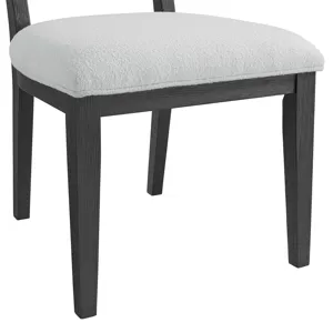 Versailles Contemporary Round Back Dining Chair with Boucle White Fabric in Black