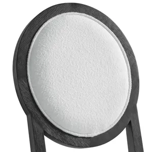 Versailles Contemporary Round Back Dining Chair with Boucle White Fabric in Black