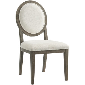 Versailles Contemporary Round Back Dining Chair With Boucle White in Grey
