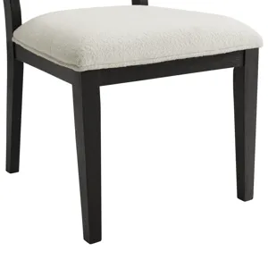 Versailles Contemporary Square Back Dining Chair with Boucle White Fabric in Black