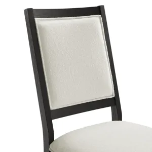 Versailles Contemporary Square Back Dining Chair with Boucle White Fabric in Black