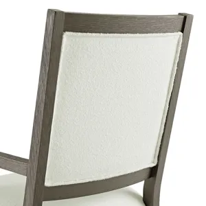 Versailles Contemporary Dining Arm Chair With Boucle White in Grey