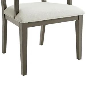 Versailles Contemporary Dining Arm Chair With Boucle White in Grey