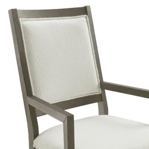 Versailles Contemporary Dining Arm Chair With Boucle White in Grey