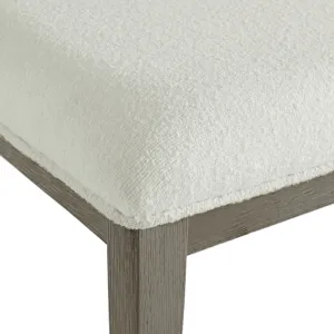 Versailles Contemporary Dining Bench With Boucle White in Grey