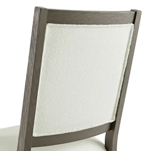 Versailles Contemporary Square Back Dining Chair With Boucle White in Grey
