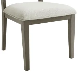 Versailles Contemporary Square Back Dining Chair With Boucle White in Grey