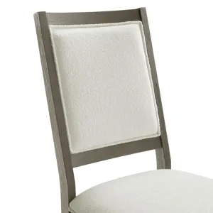 Versailles Contemporary Square Back Dining Chair With Boucle White in Grey