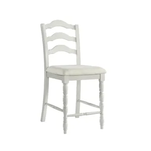 Vesta 5PC Counter Set with Uph Chairs and Brown Top in White
