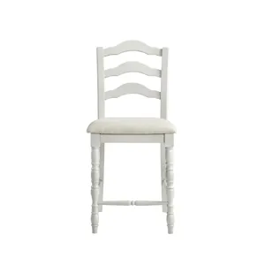 Vesta 5PC Counter Set with Uph Chairs and Brown Top in White