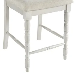 Vesta 5PC Counter Set with Uph Chairs and Brown Top in White