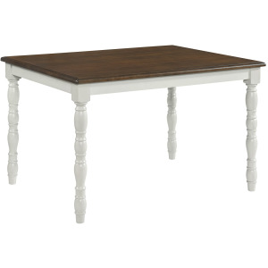 Vesta 5PC Dining Set with Brown Top in White