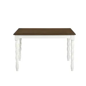Vesta 5PC Dining Set with Brown Top in White