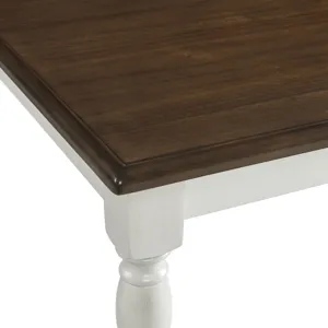 Vesta 5PC Dining Set with Brown Top in White
