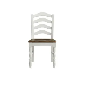 Vesta 5PC Dining Set with Brown Top in White