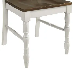Vesta 5PC Dining Set with Brown Top in White