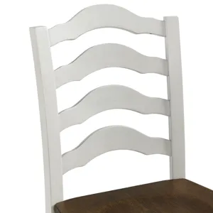 Vesta 5PC Dining Set with Brown Top in White
