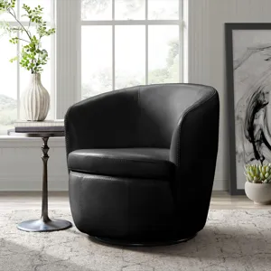 Vito Swivel Chair in Pebble Black