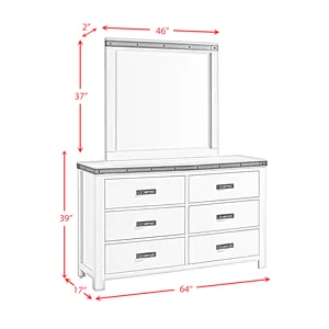 Wade Youth Dresser and Mirror Set in White