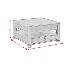 Wagner Square Lift-Top Coffee Table w/ Casters in Cherry