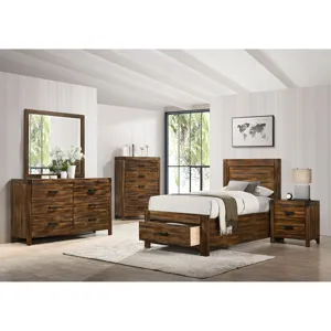 Warner Twin Platform Storage Bed in Chestnut