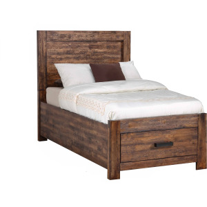 Warner Twin Platform Storage Bed in Chestnut