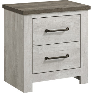 Watters 2-Drawer Nightstand in Dark Grey and White Wash