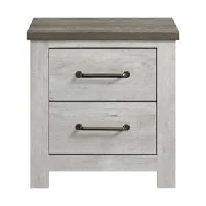 Watters 2-Drawer Nightstand in Dark Grey and White Wash