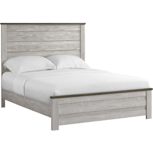 Watters Queen Panel Bed in Dark Grey and White Wash