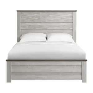 Watters Queen Panel Bed in Dark Grey and White Wash