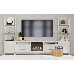Westland 82\" TV Console with Fireplace Insert in Almond