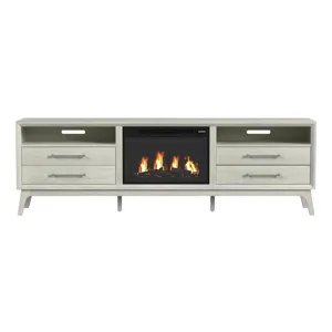 Westland 82\" TV Console with Fireplace Insert in Almond