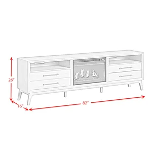 Westland 82\" TV Console with Fireplace Insert in Almond