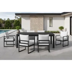 Whistler Dining Arm Chair with Olefin Beige in Whistler Black (2 Per Carton)