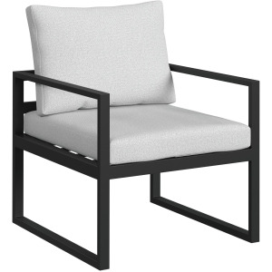 Whistler Dining Arm Chair with Olefin Beige in Whistler Black (2 Per Carton)