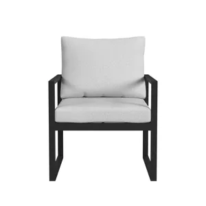 Whistler Dining Arm Chair with Olefin Beige in Whistler Black (2 Per Carton)